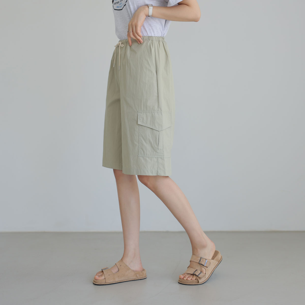 Summer Cargo Elastic Waist Shorts