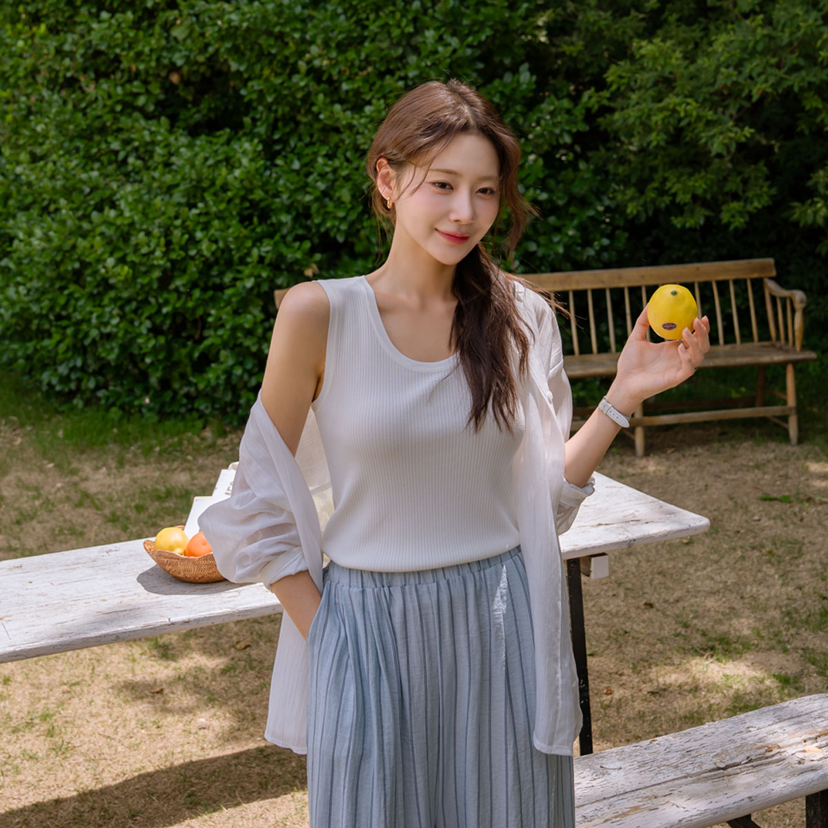 Flowy ribbed cool sleeveless knit