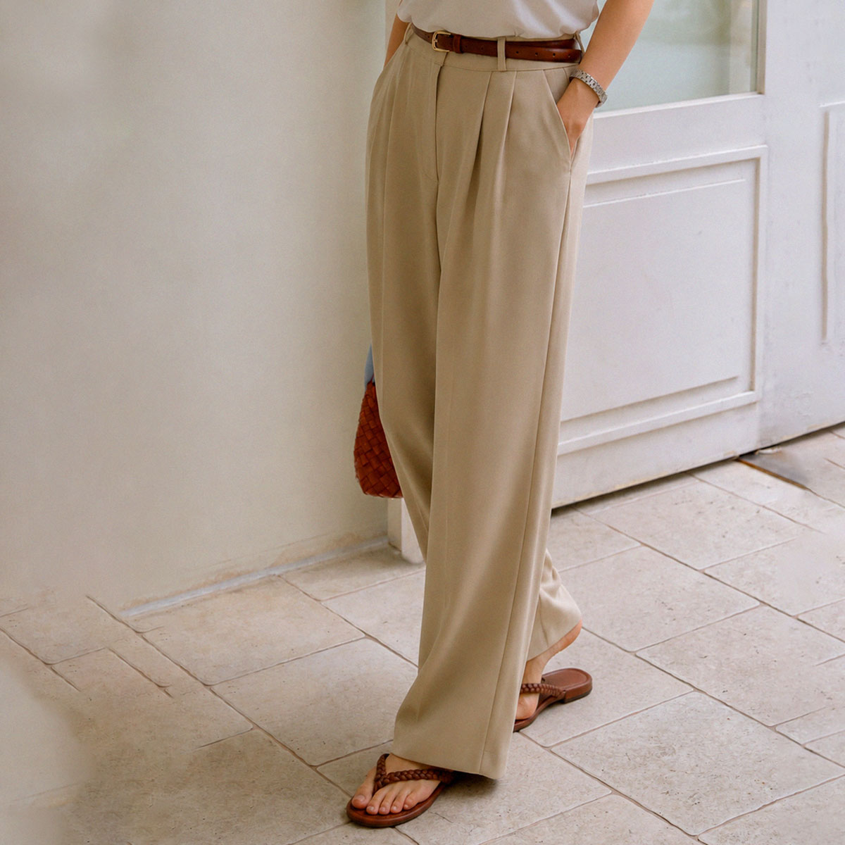Ice-cold Wrinkle-free Double-pleated Slacks