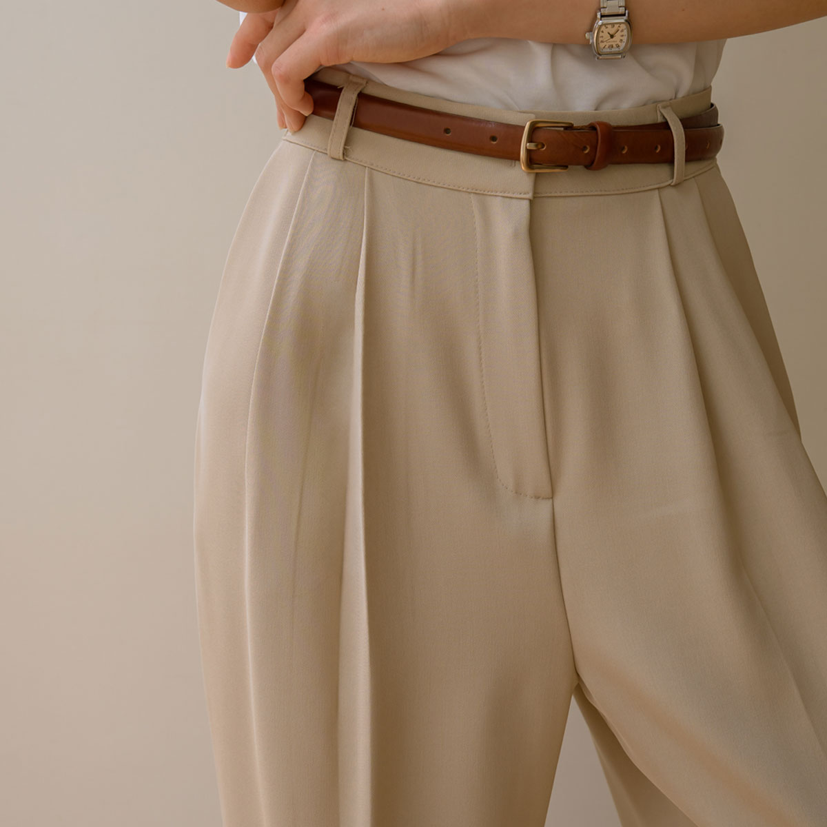 Ice-cold Wrinkle-free Double-pleated Slacks