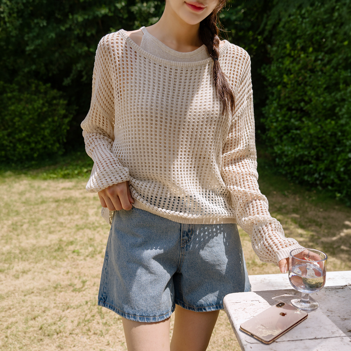 Mesh Sleeveless Set Knit