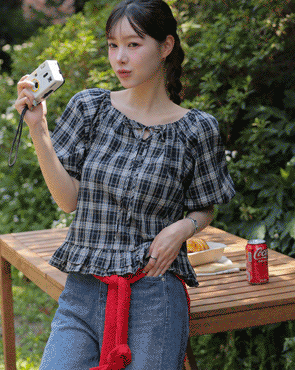 Lovely Ribbon Puff Blouse