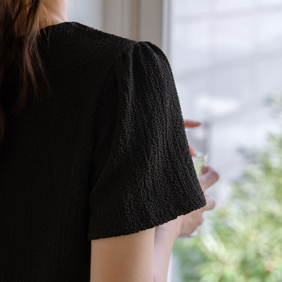 <b>[Made]</b> Embossed Wrinkle Peplum Blouse