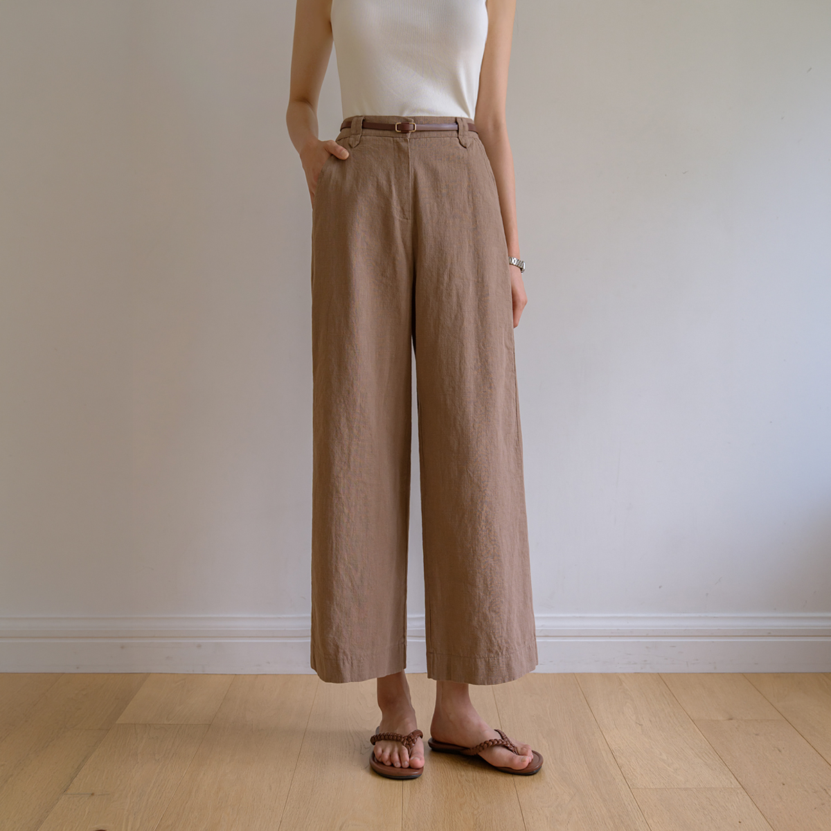 <b>[Made]</b> Summer Linen 100% Semi-Wide Pants